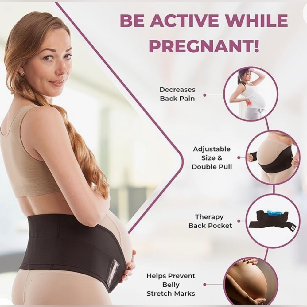 Large Black Elastic Pregnancy Belly Band, Adjustable & Breathable Maternity Belt